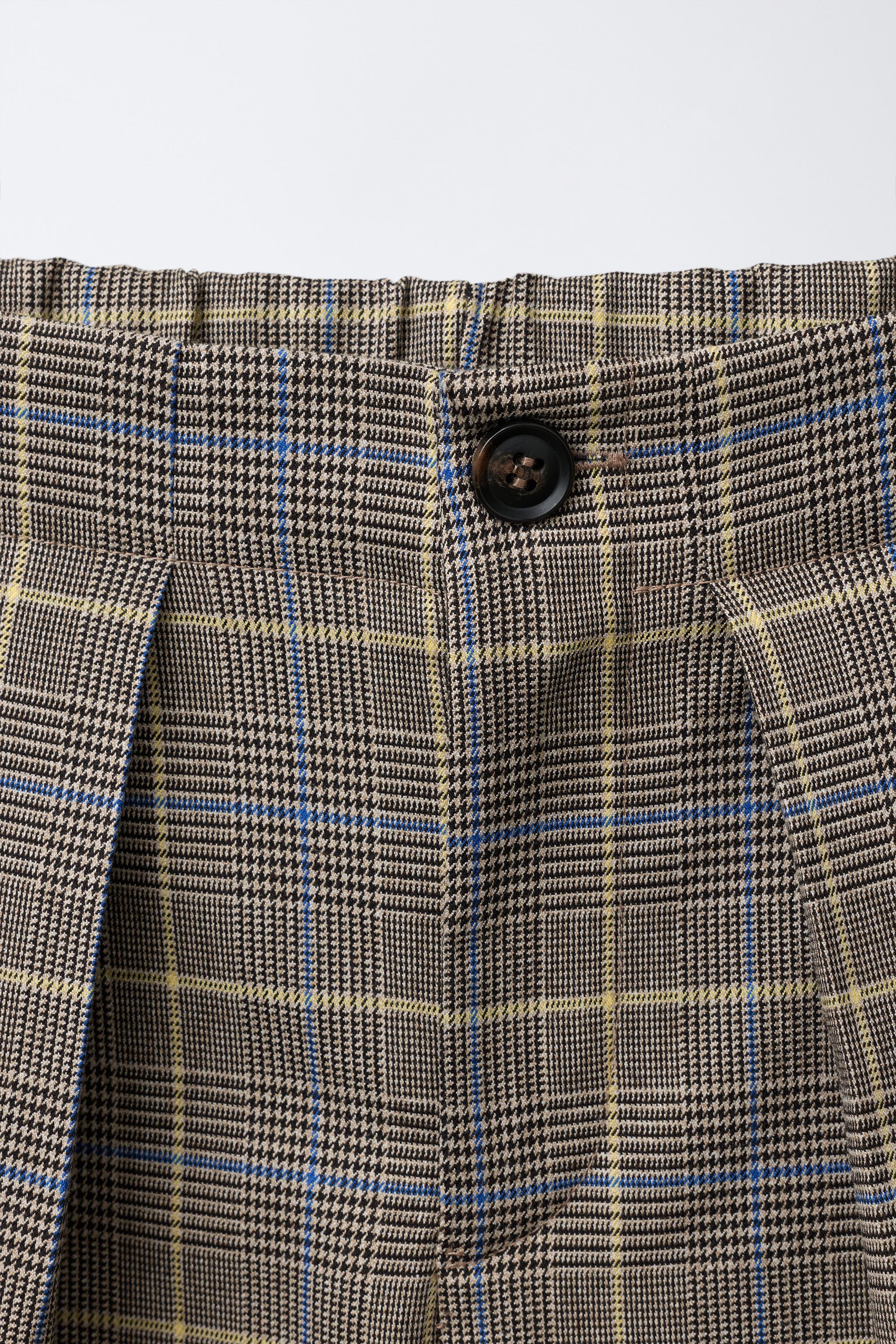 BARREL PLAID PANTS WITH DARTS